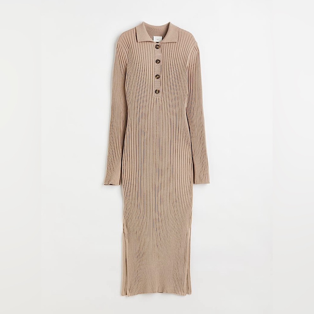 H and M ribbed midi dress with slits on sides